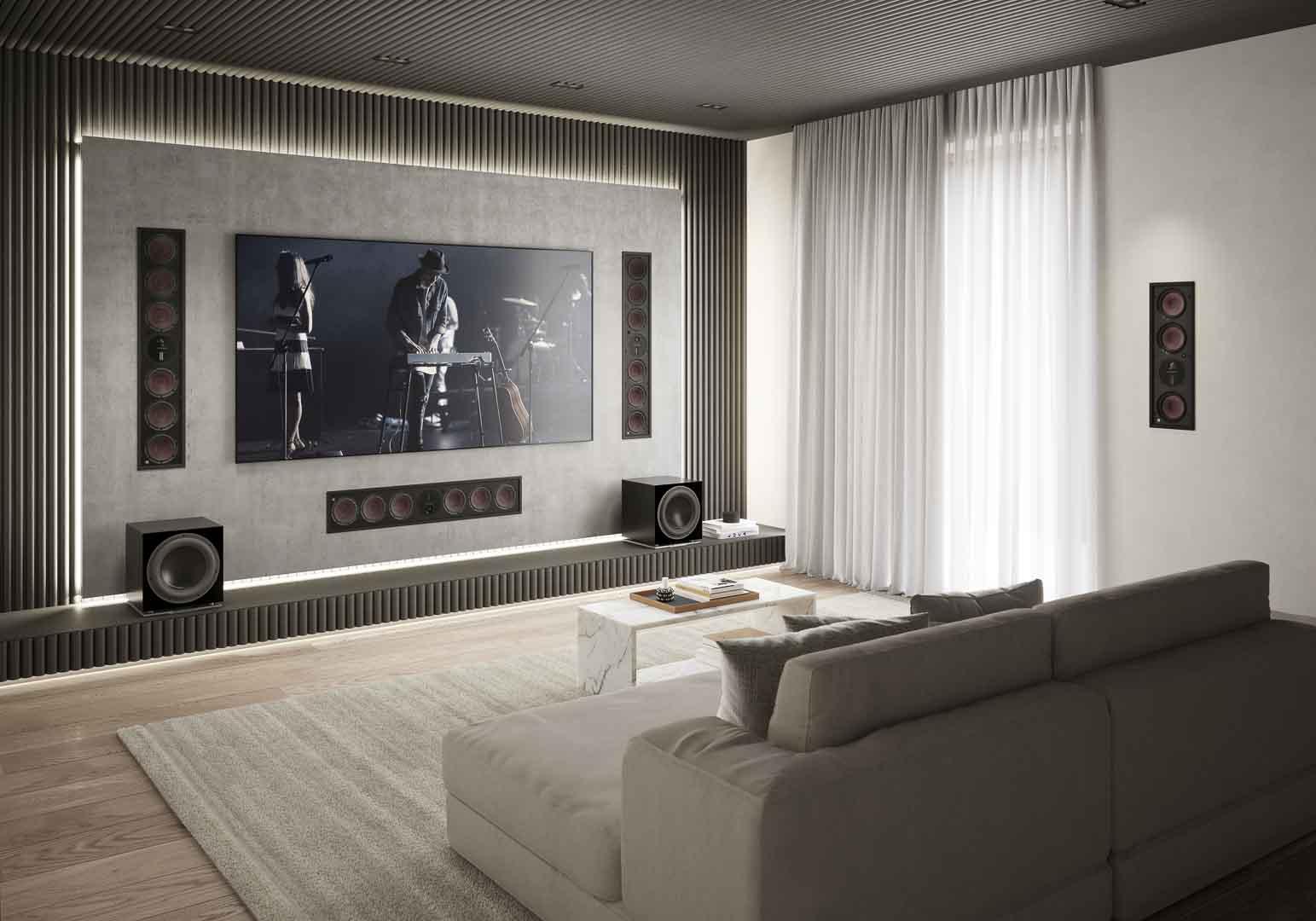 Home theatre speakers and TV setup