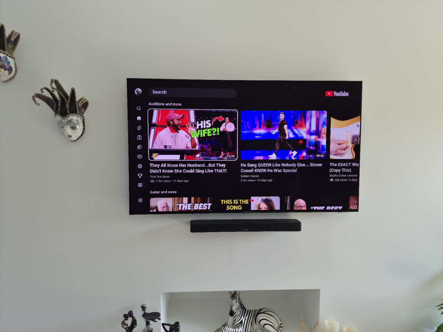 Wall-mounted TV with new Bose soundbar, Matakana