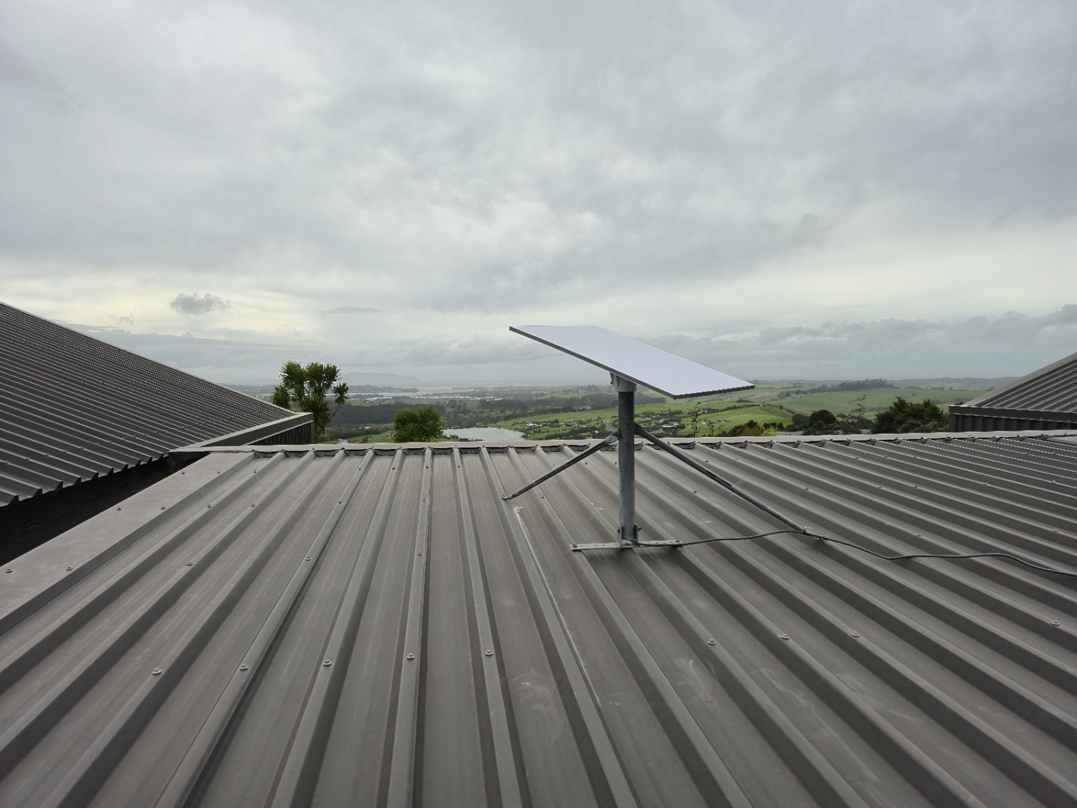 Starlink dish installed on a roof